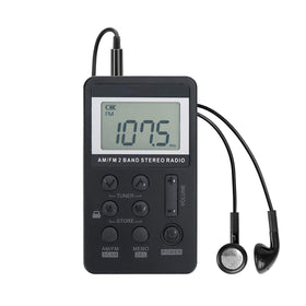VR-robot personal radio front view shows compact pocket-friendly design for quick listening.