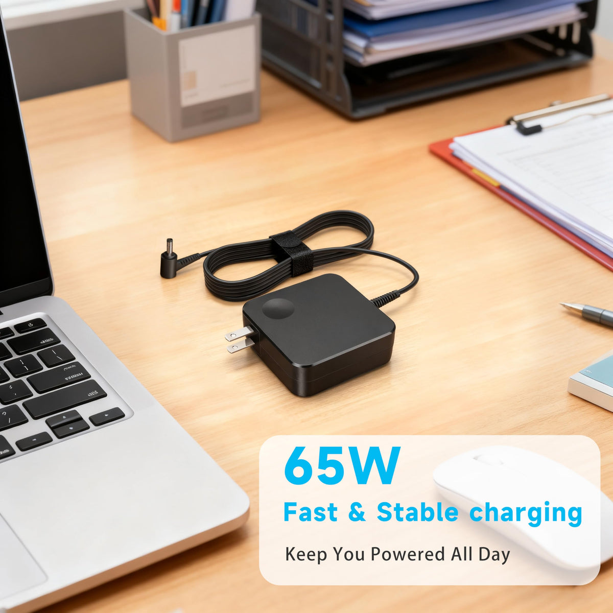VRAVEK travel-friendly charger with foldable plug and lightweight feel.