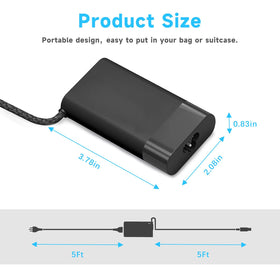 VRAVEK 65W USB-C charger connected to an HP laptop for fast power