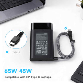 VRAVEK replacement 65W USB-C charger for HP laptops on the go