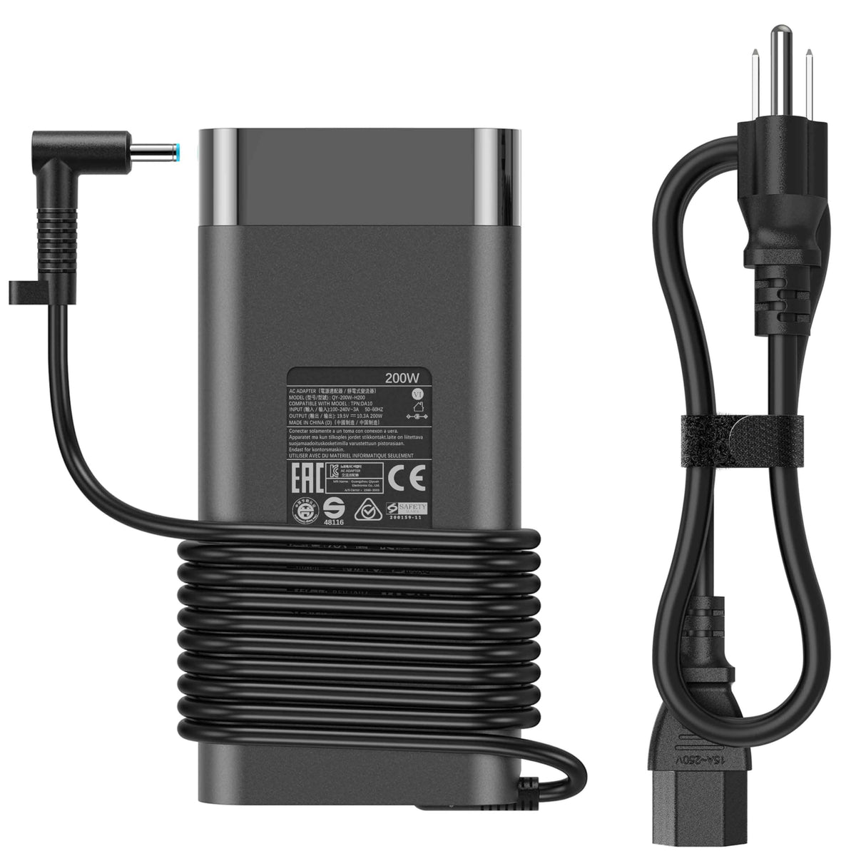 VRAVEK front view of 200W charger showing compact housing and cord, reliable power