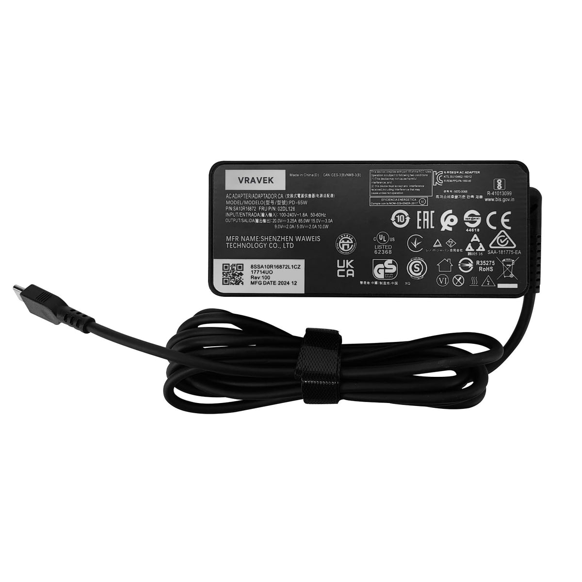 VRAVEK boxed package with charger and cord, includes everything needed