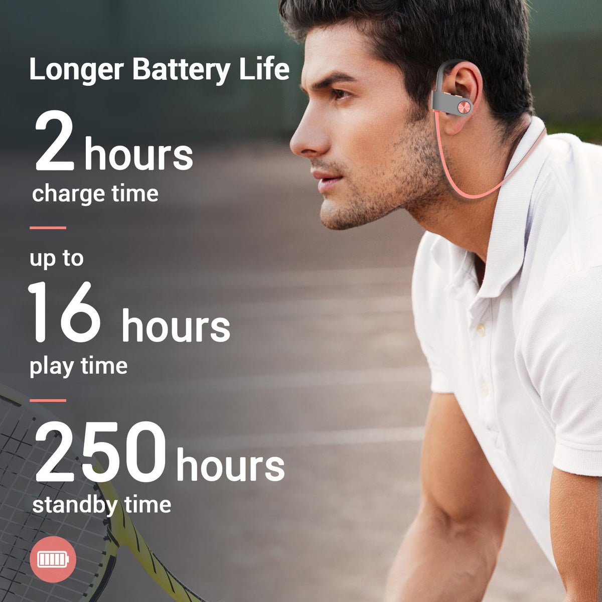 VRIFOZ 16-hours playtime supports long workouts and commutes without frequent recharging.