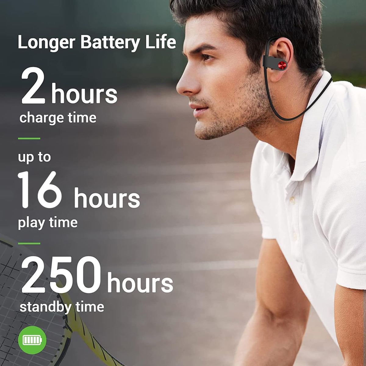 VRIFOZ Headphones battery indicator showing 16 hours of listening