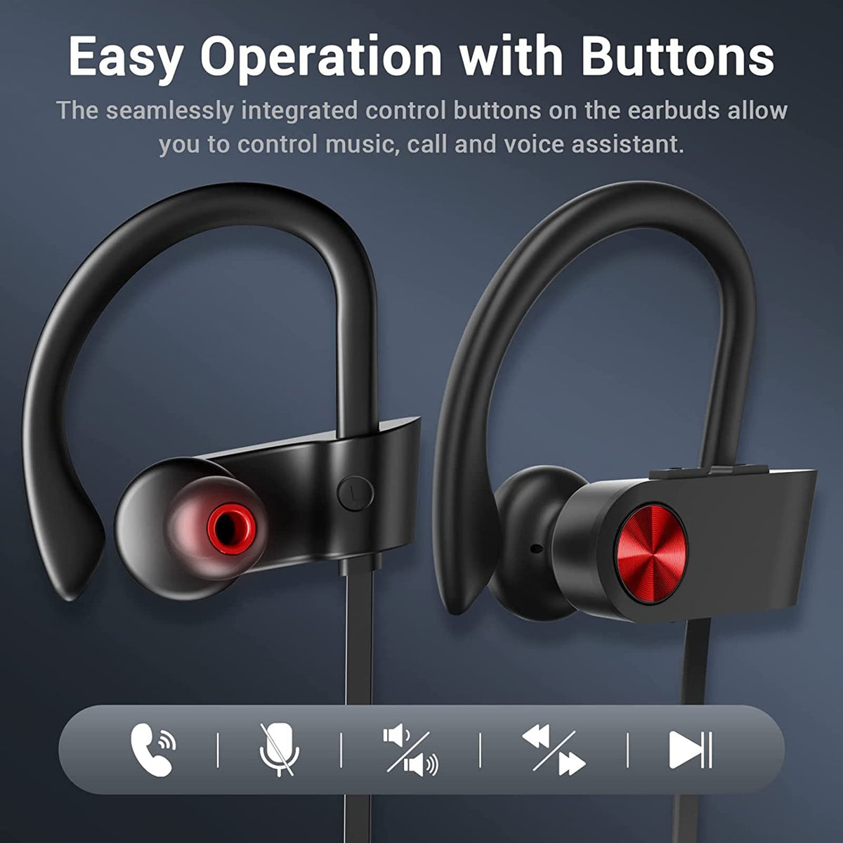 VRIFOZ Headphones IPX7 waterproof exterior for sweat and rain