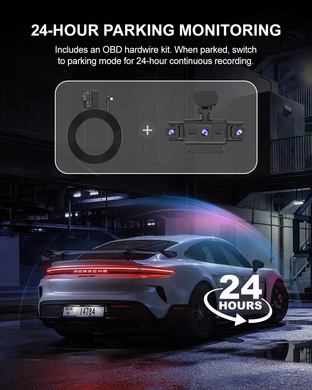 VROAVIE plug-and-play OBD power enables easy setup.