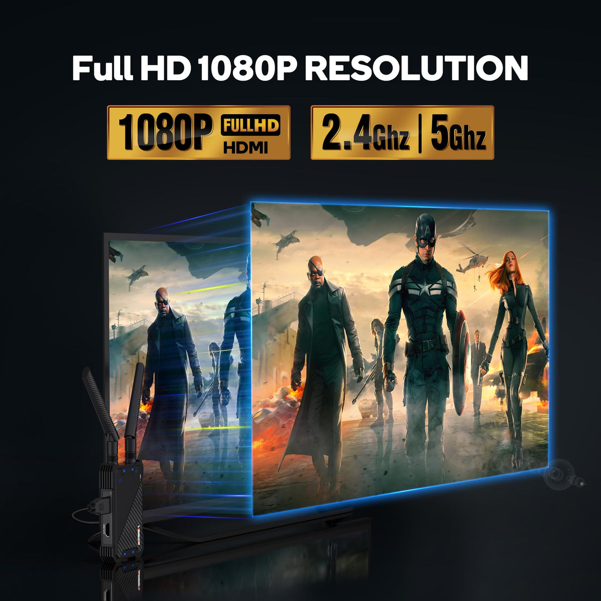 Vrriis wireless HDMI receiver delivering stable display on TV or projector
