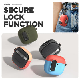 VRS DESIGN AirPods 4 lock case back view highlights secure protection.