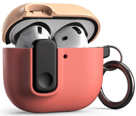 VRS DESIGN AirPods 4 lock case front view protects with dual-layer rugged construction.