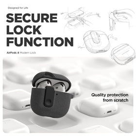 VRS DESIGN AirPods 4 lock case top lid closed shows secure locking.