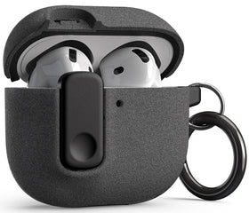 VRS DESIGN AirPods 4 case front view with sandstone texture for secure grip.
