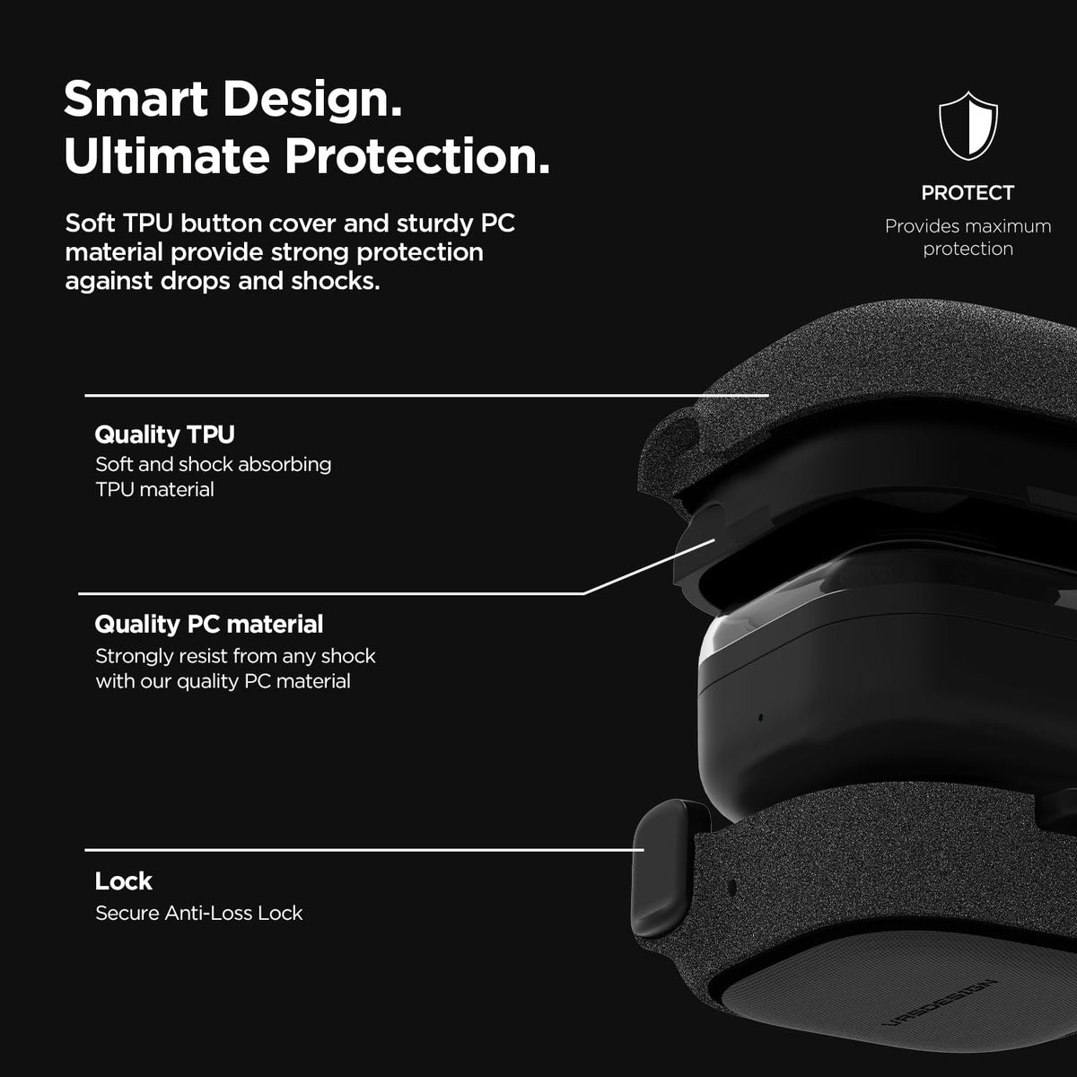 VRS DESIGN Buds4 Pro case with carabiner for easy attachment