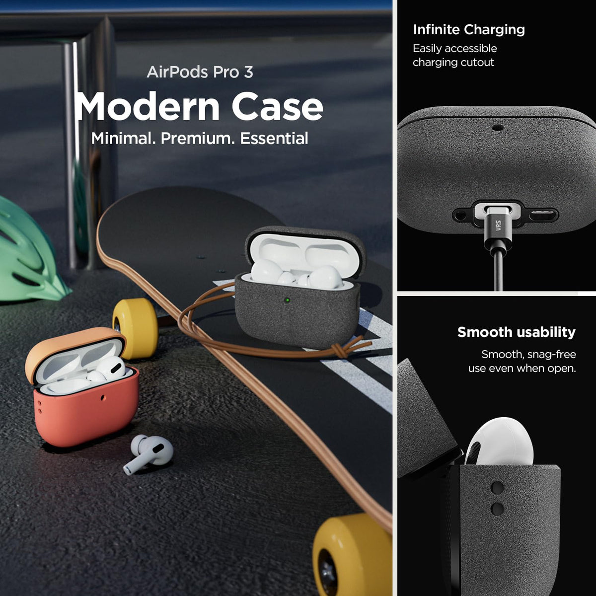 VRS Design Modern AirPods Pro 3 case back view showing slim profile and color finish