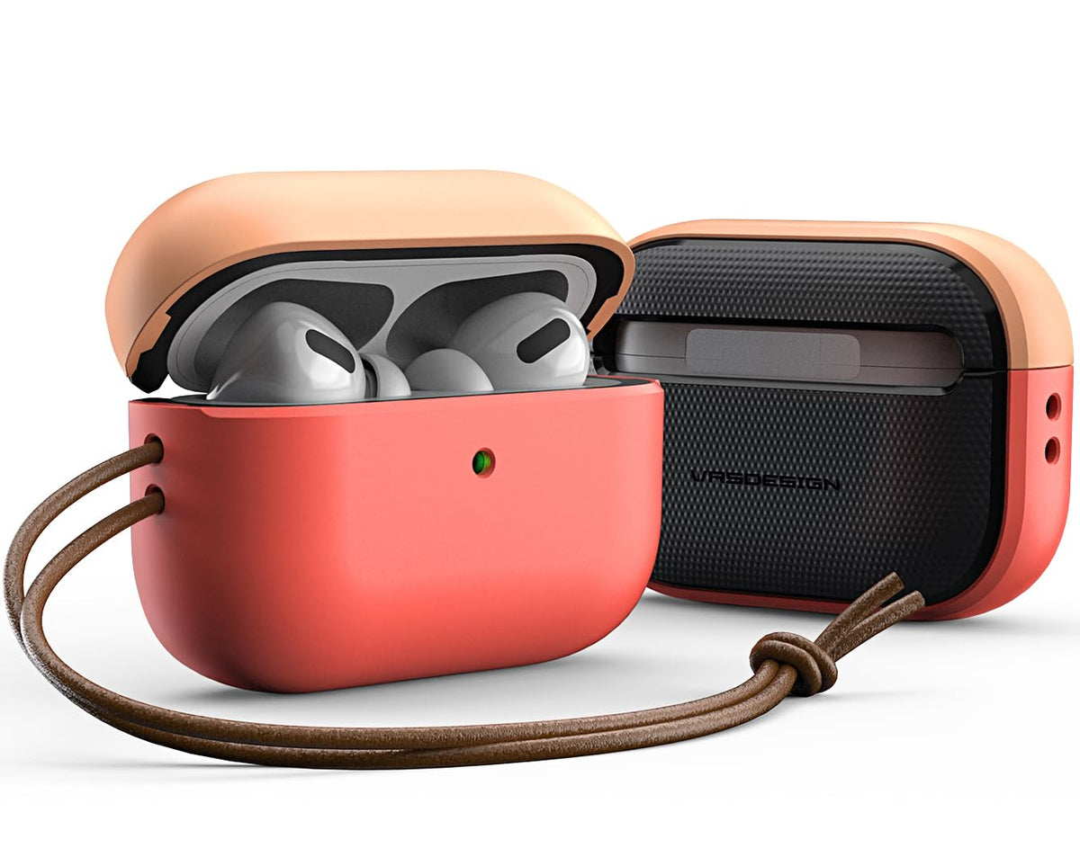 VRS Design Modern AirPods Pro 3 case front view in peach coral offering rugged protection