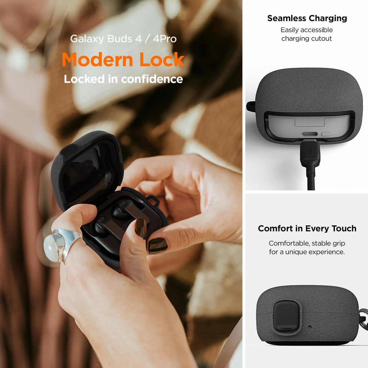 VRS DESIGN Buds4 Pro case supports wireless charging with LED visible