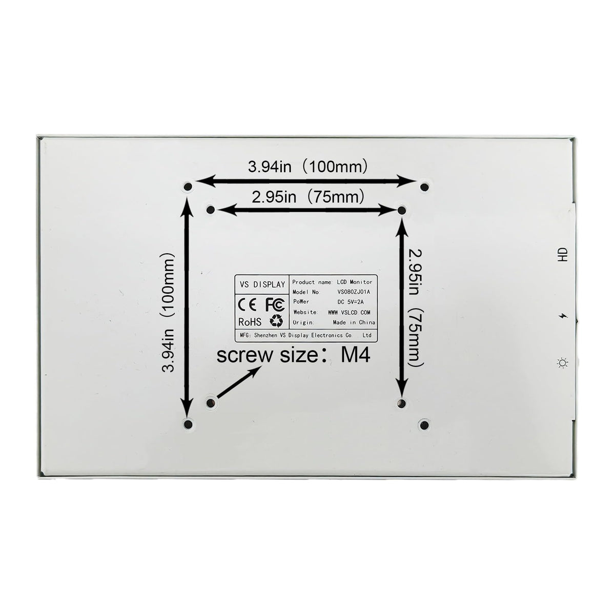 VSDISPLAY 350 cd/m2 brightness and 800:1 contrast for clear data.