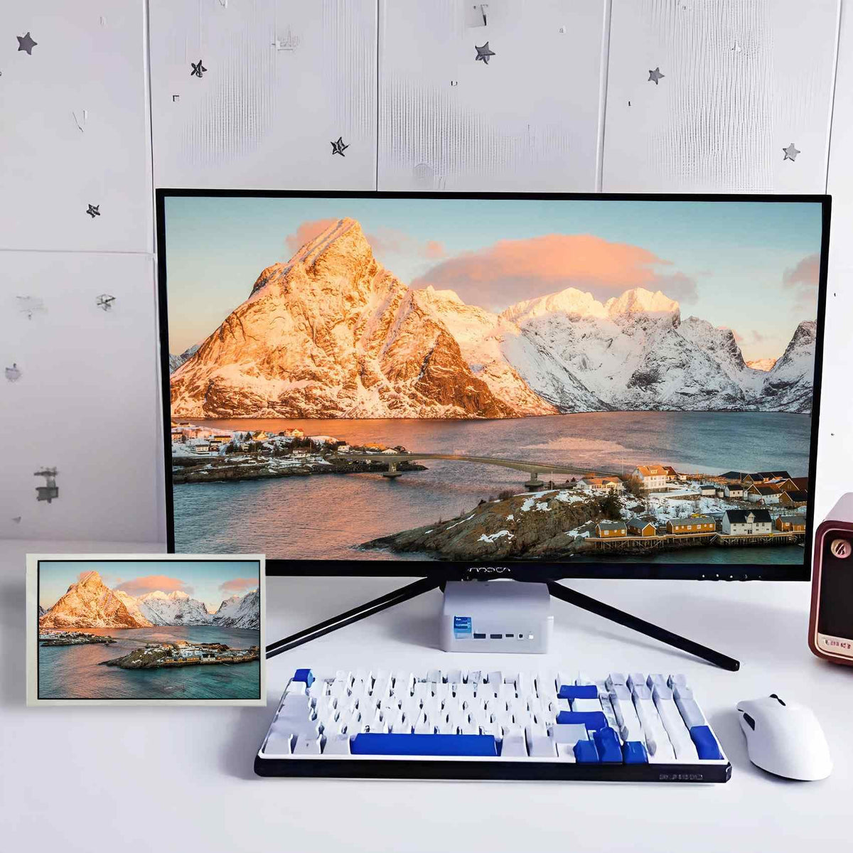 VSDISPLAY PC case monitoring of GPU and CPU data.