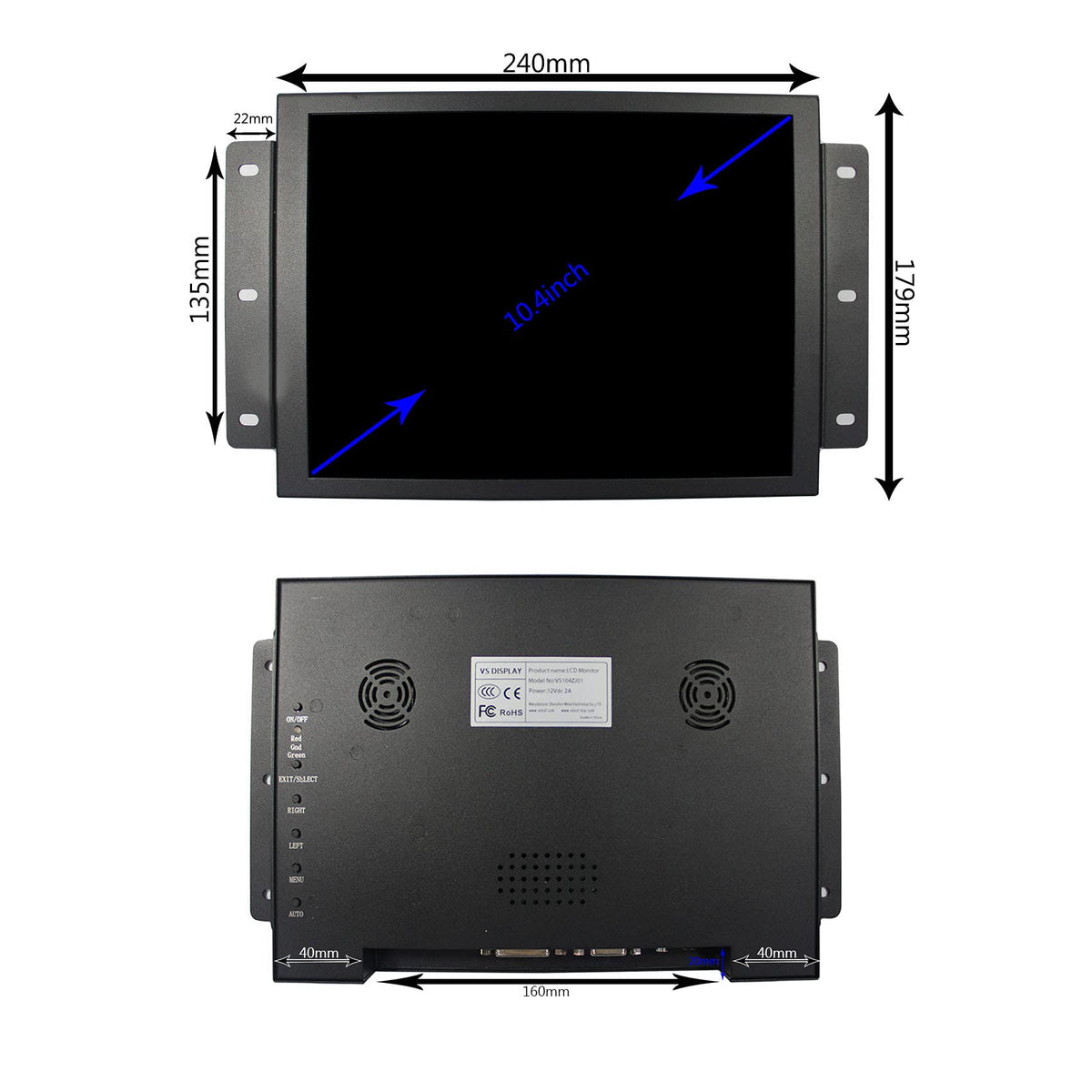 VSDISPLAY compact 10.4-inch design suitable for small spaces