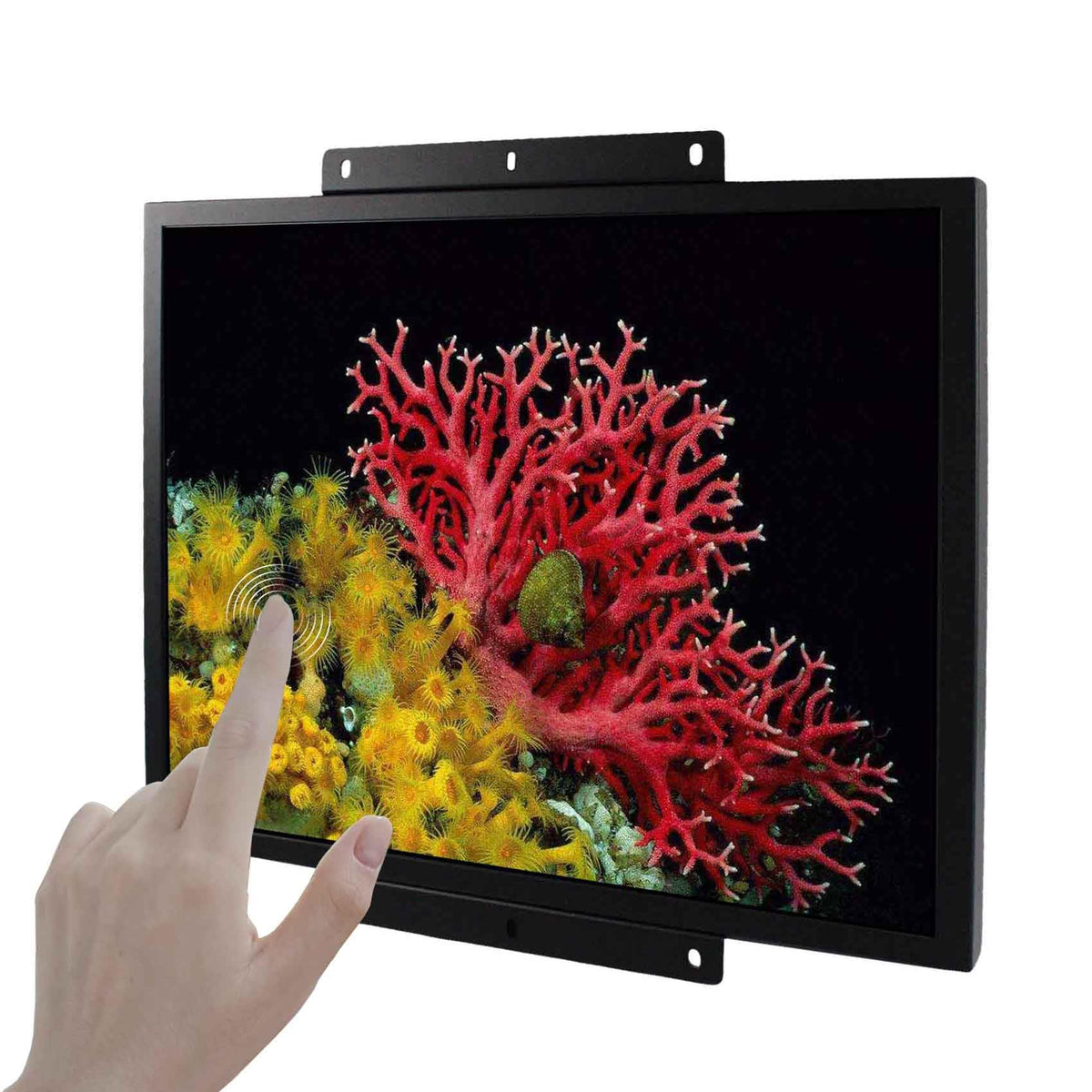 VSDISPLAY 19in IPS touchscreen front view for intuitive PC or gaming control.