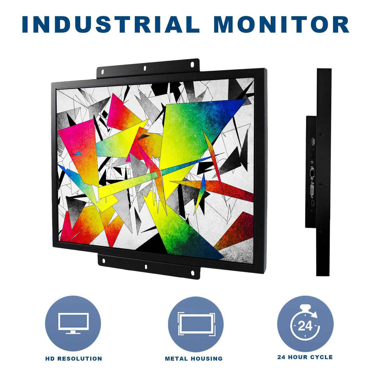VSDISPLAY 19in IPS VGA/DVI ports back view supports versatile connectivity.