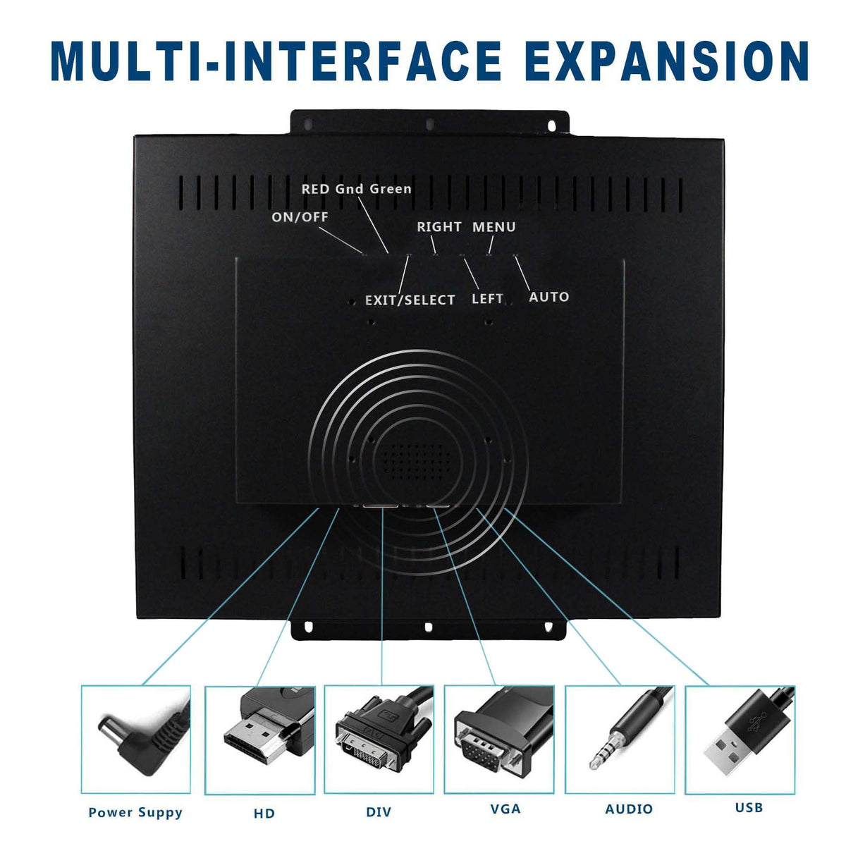 VSDISPLAY 19in IPS wall mount brackets enable flexible installation options.