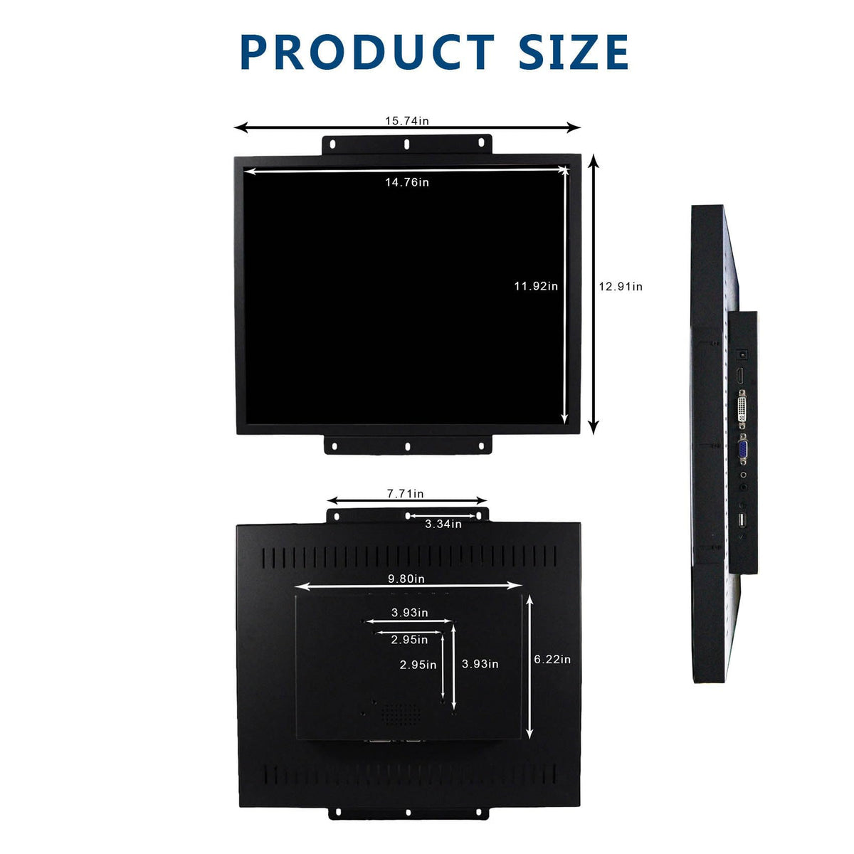 VSDISPLAY 75x75 and 100x100 mounting patterns for desk or wall mounting