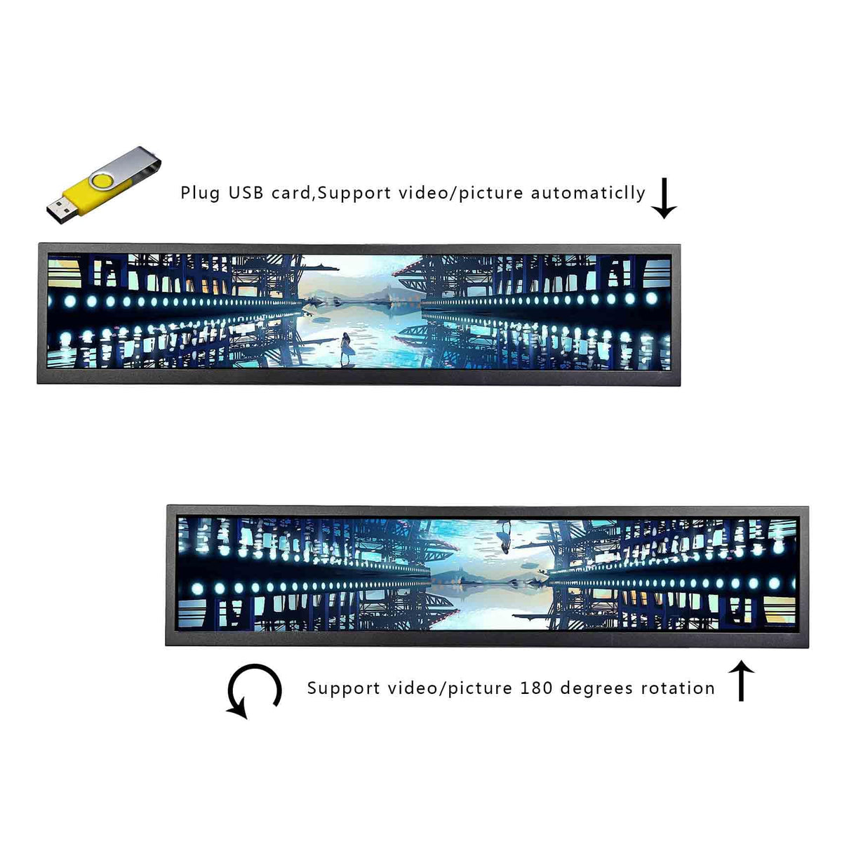 VSDISPLAY USB interface shows plug-and-play video input for signage.