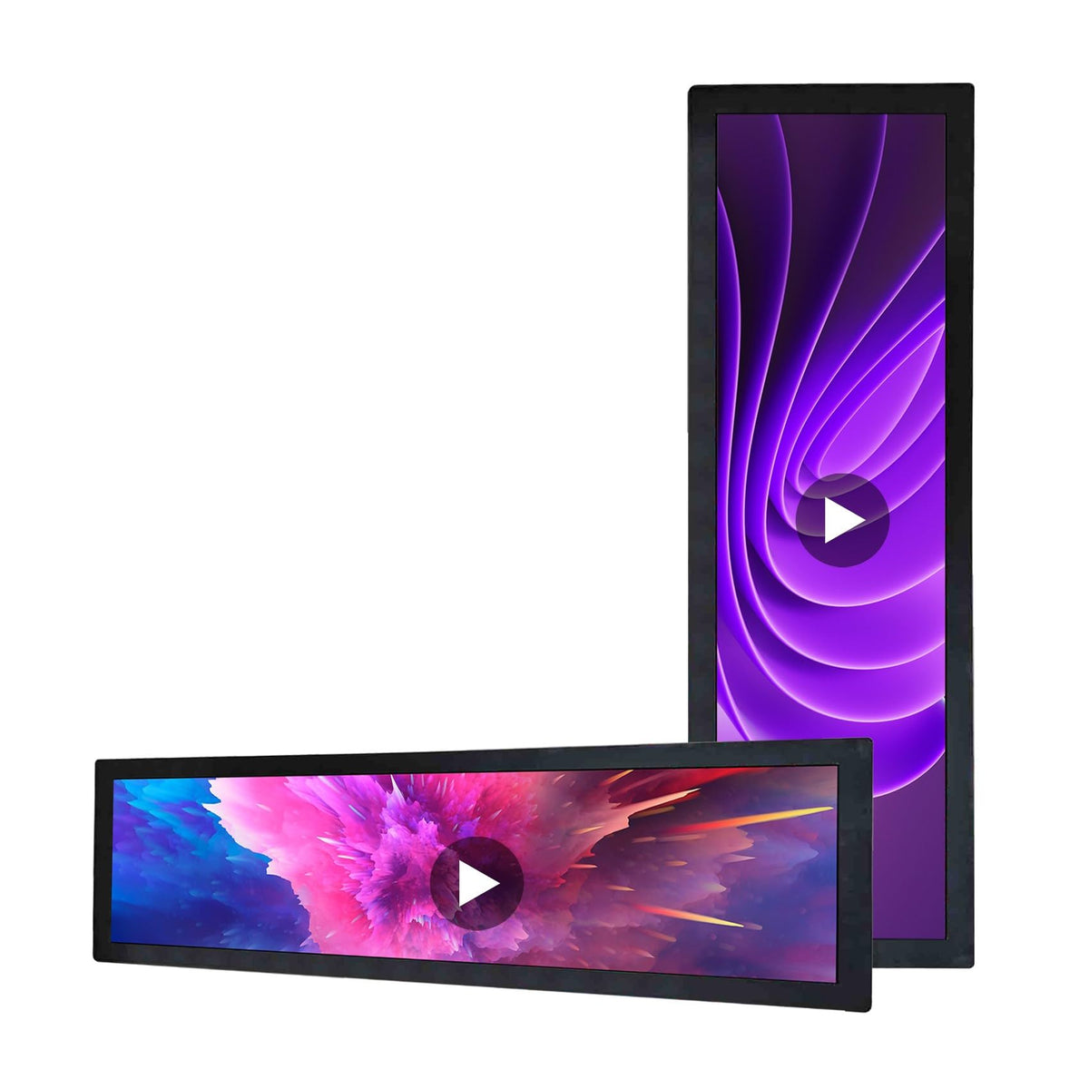 VSDISPLAY 28.6-inch front view showcases vibrant signage for in-store promotions.