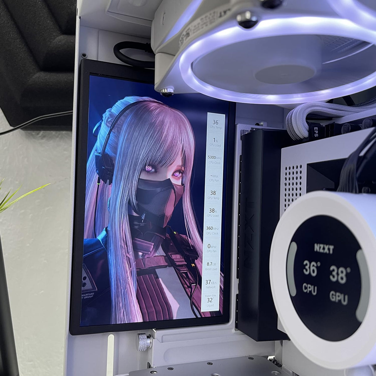 VSDISPLAY 8inch mini LCD monitor installed on a PC case adds a secondary display