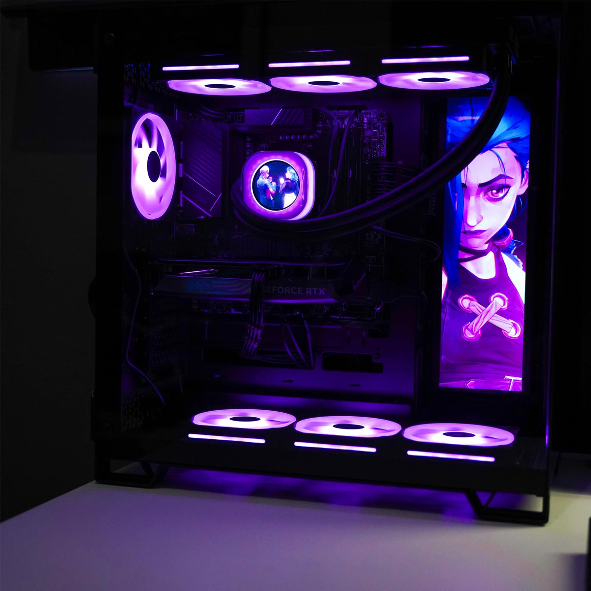 VSDISPLAY PC case fan-mount area demonstrates potential for cooling and monitoring integration.