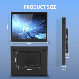 VSDISPLAY touchscreen action highlights responsive 3-5 ms input on the 15-inch panel