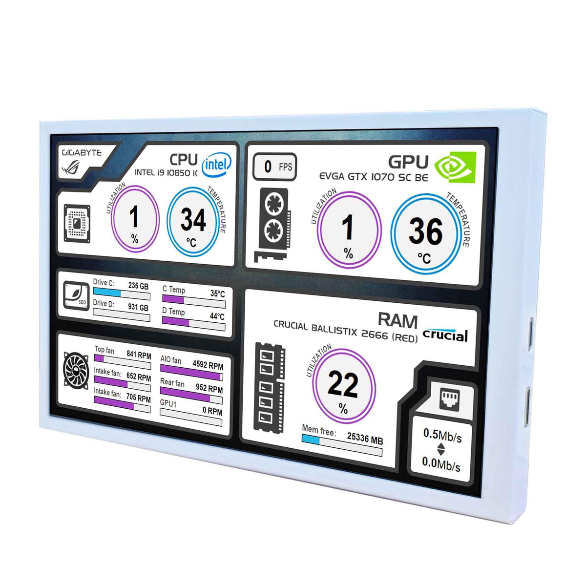 VSDISPLAY 8-inch portable monitor, ideal as a second screen.