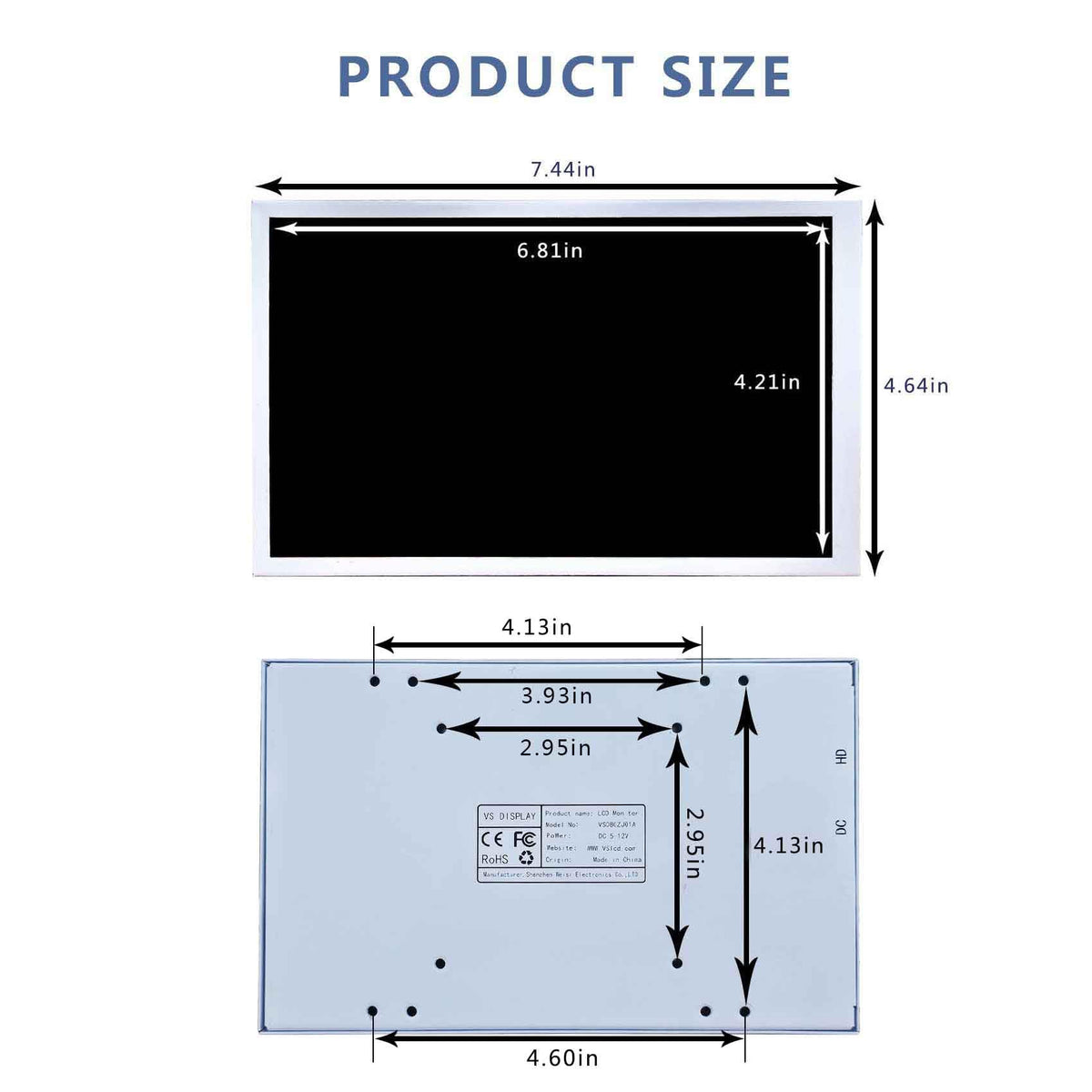 VSDISPLAY compact dimensions fit tight spaces in cases.