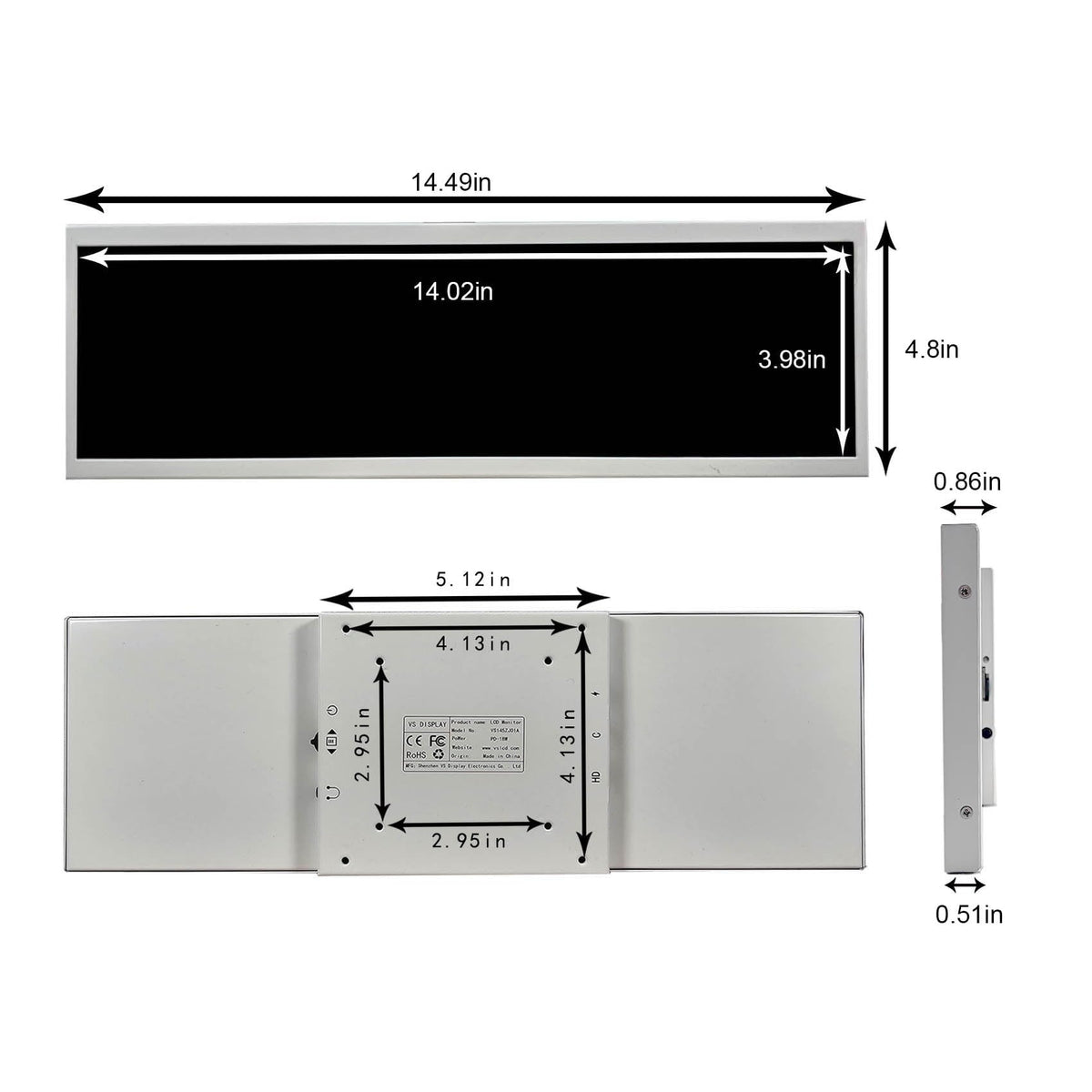 VSDISPLAY USB-C input and power for a tidy, cable-free setup.
