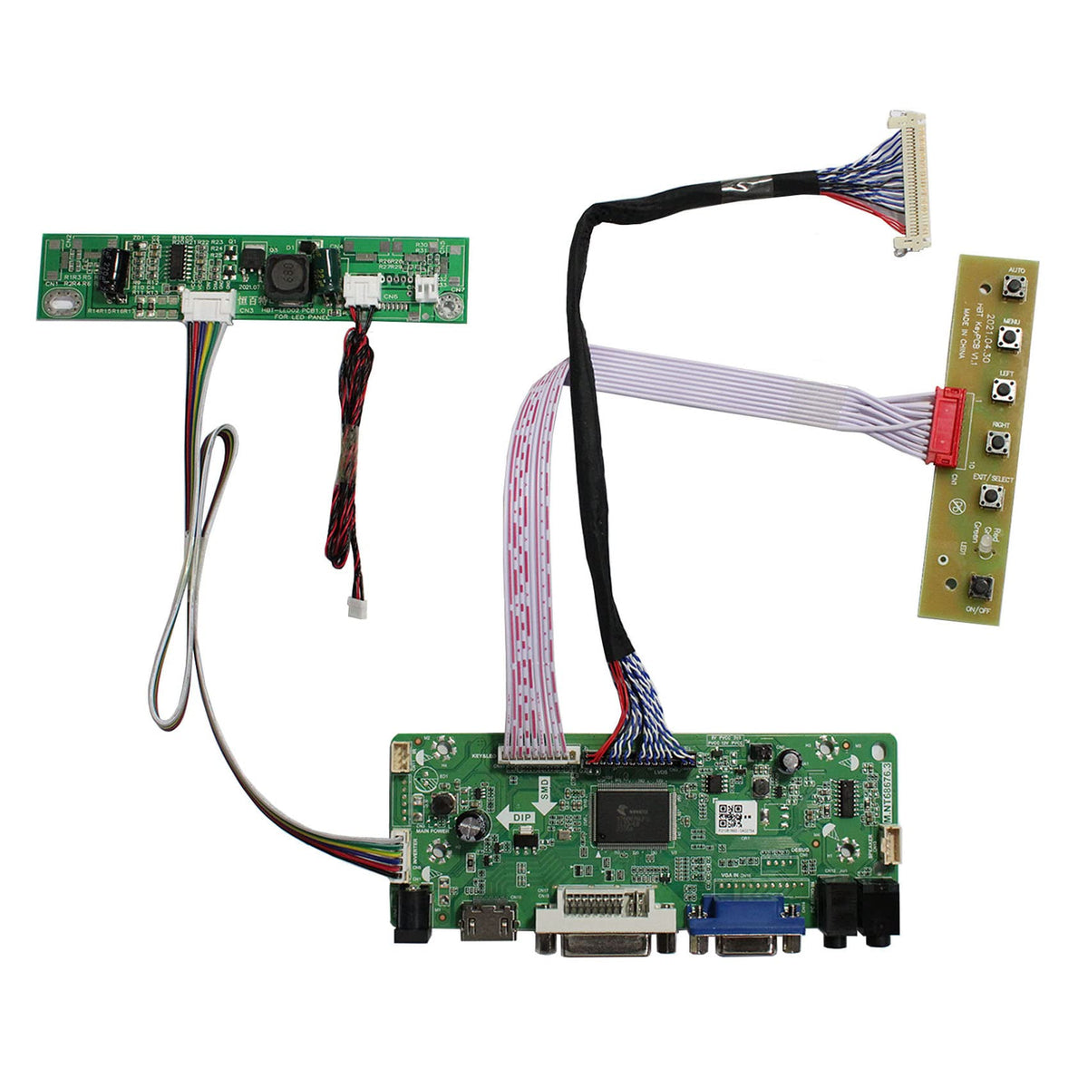VSDISPLAY VGA DVI LCD controller board front view shows layout and ports.