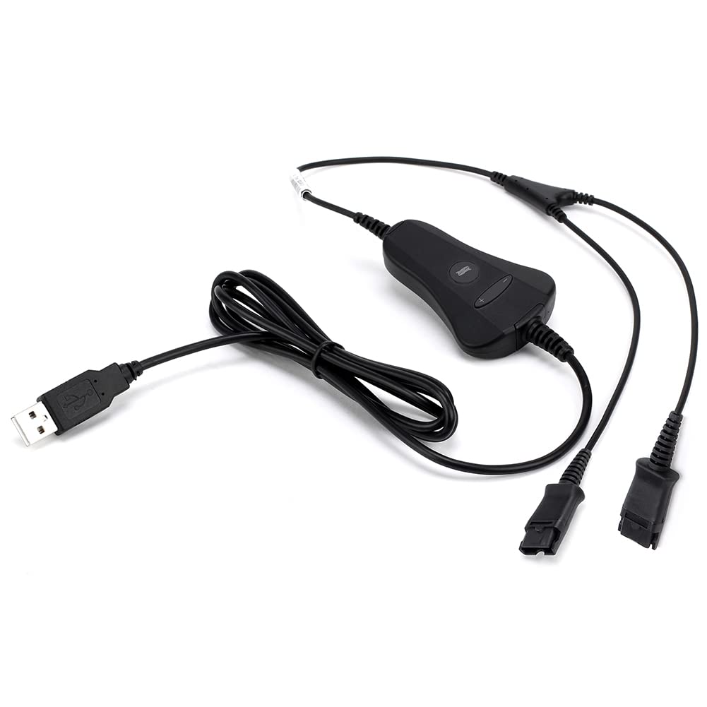VT PLT-QD USB training cable in dual-user setup for shared audio control.