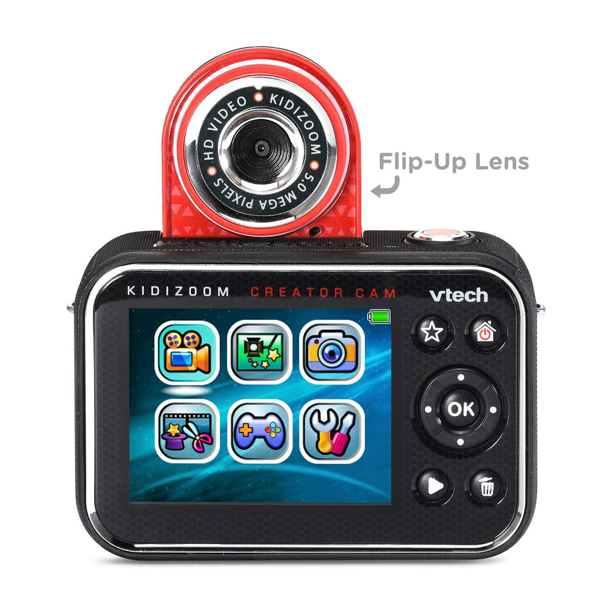 VTech KidiZoom Creator Cam Red showcases 20+ animated backgrounds