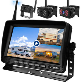 VTimes 7 inch monitor front view with split screen for clear RV backing
