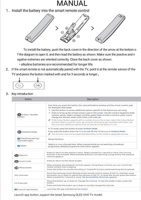 VTinvan Samsung remote battery compartment opened for AA batteries.