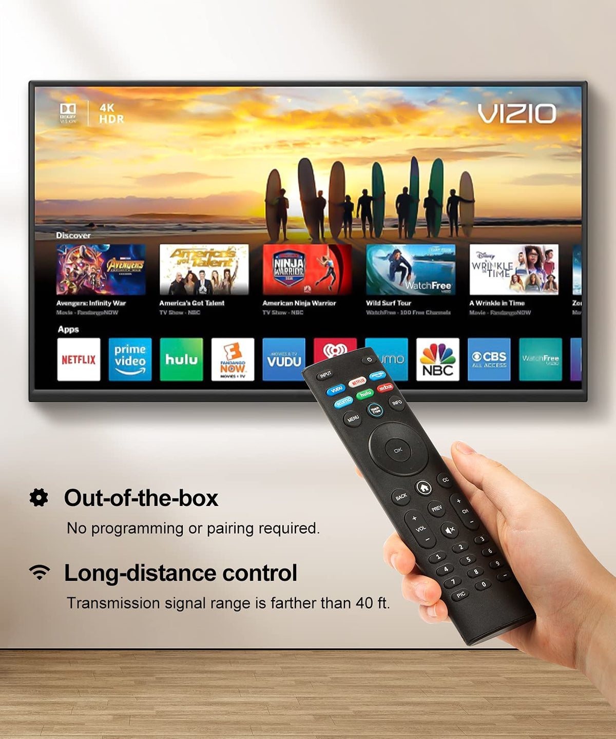 vtinvan XRT140 remote keypad closeup highlights easy-to-press buttons.