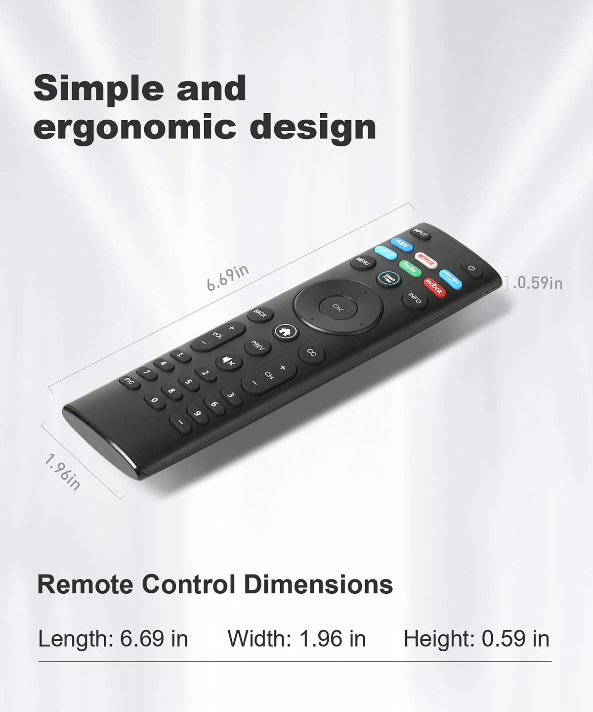 vtinvan XRT140 remote with Vizio TV in living room setup.
