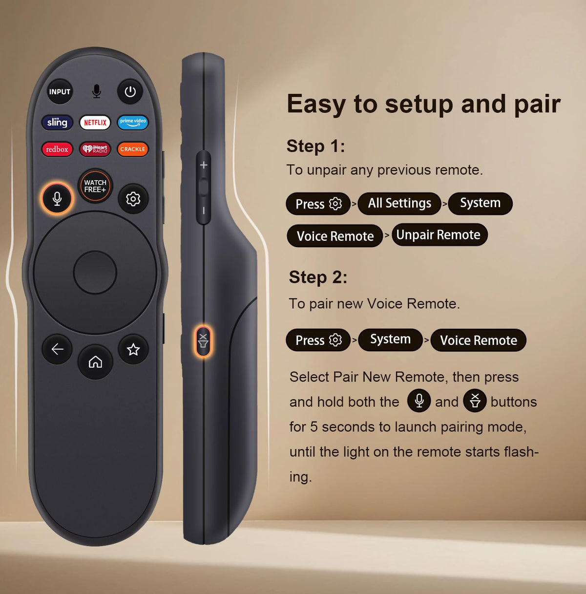 vtinvan XRT270 voice control enables hands-free content search on Vizio TVs.