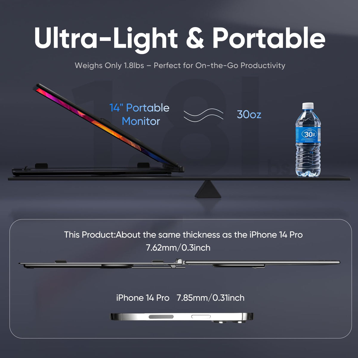 VueForge Laptop Screen Extender 1080p display for crisp multitasking visuals