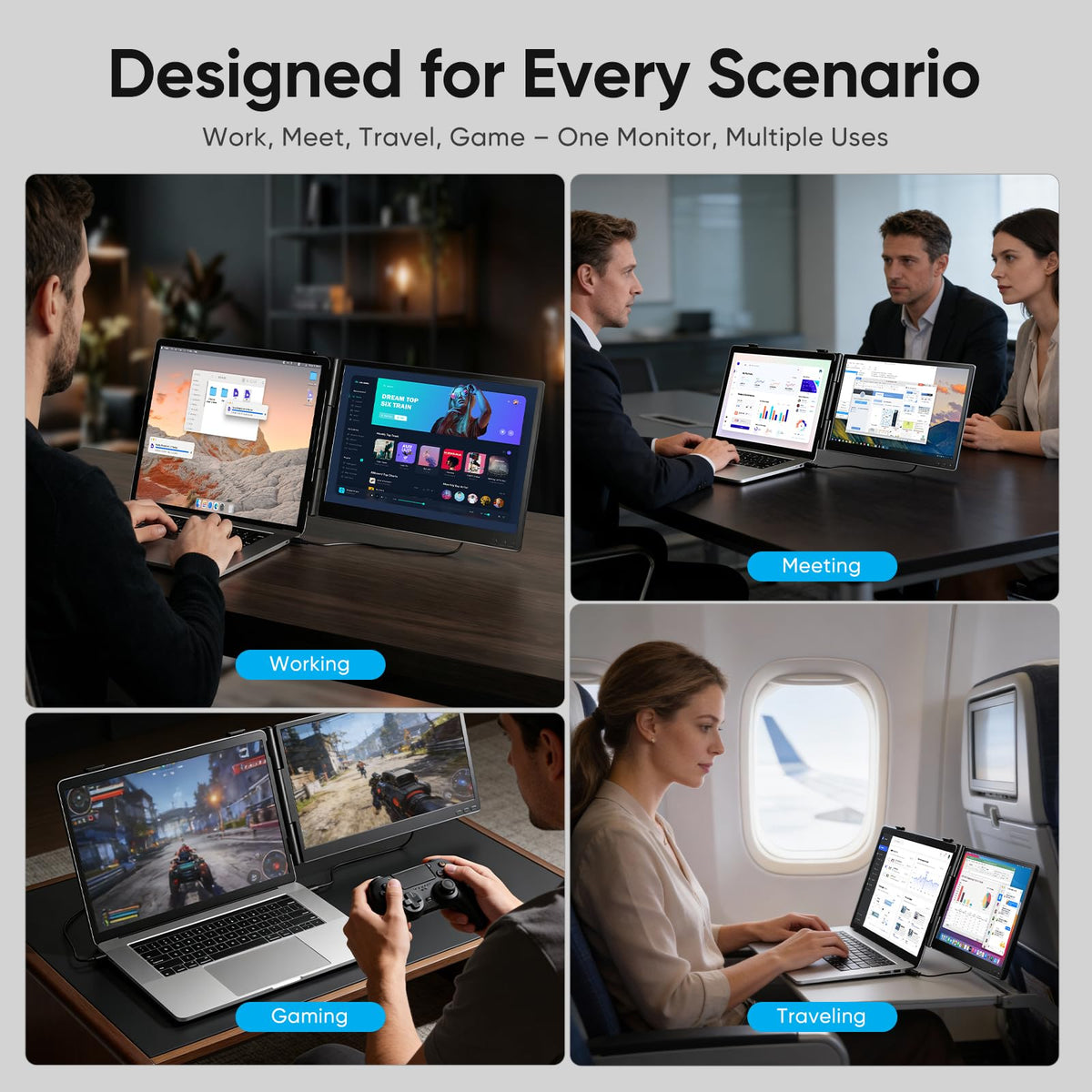 VueForge Laptop Screen Extender scratch-resistant finish protects devices