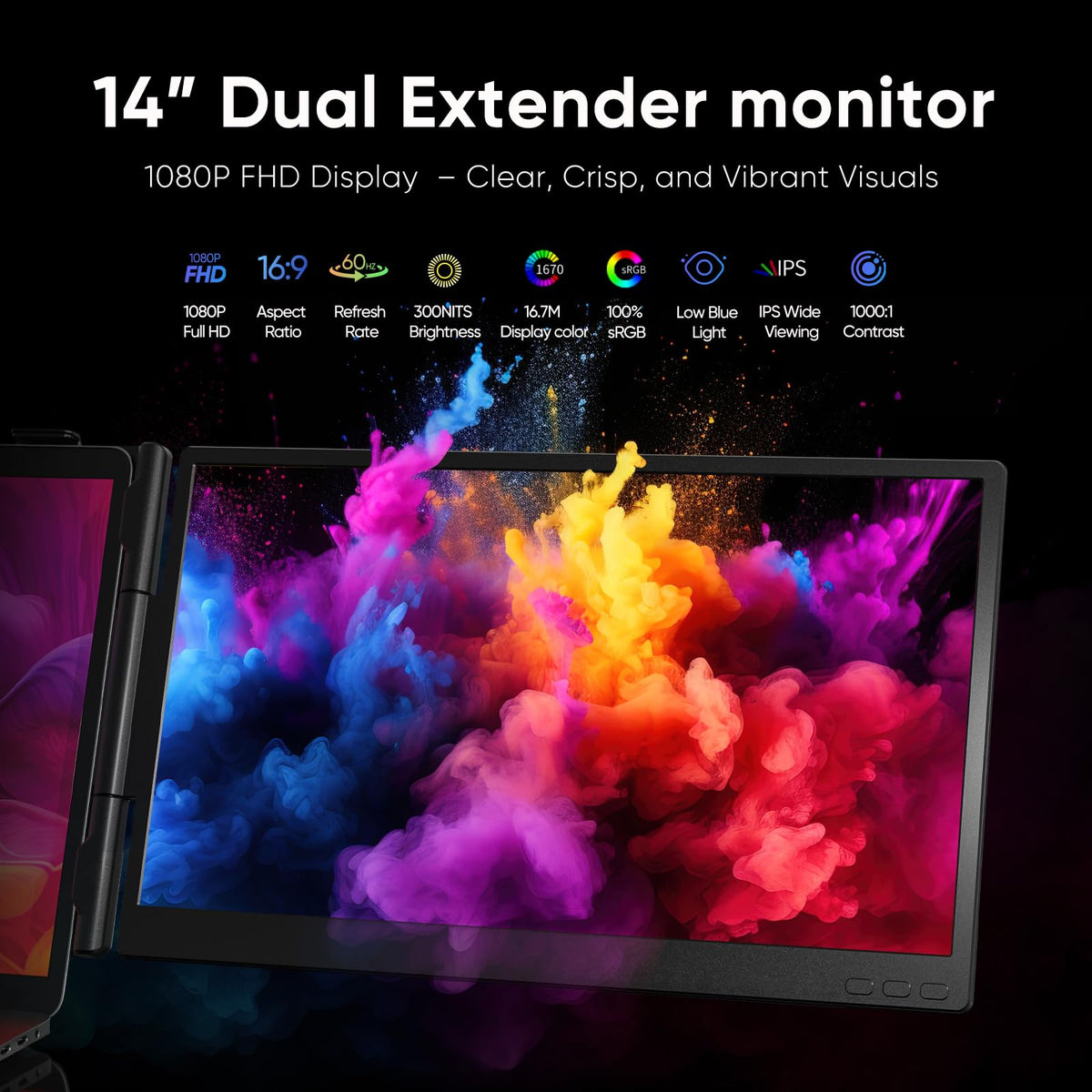 VueForge Laptop Screen Extender stand adjusted for comfortable viewing