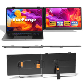 VueForge Laptop Screen Extender in a travel setup for on-the-go work