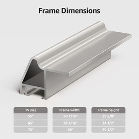 VueFrame Deco Alloy Bezel 75-inch installation showcases quick, tool-free mounting experience.
