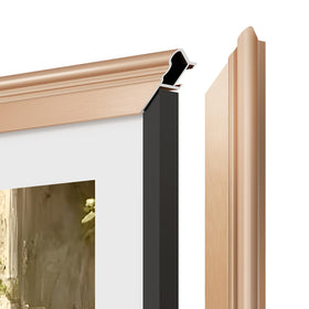 VueFrame Deco bezel installation steps illustrate quick, tool-free mounting.
