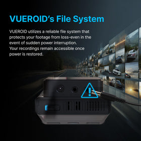 Vueroid S1 included hardwire cable powers parking mode safely