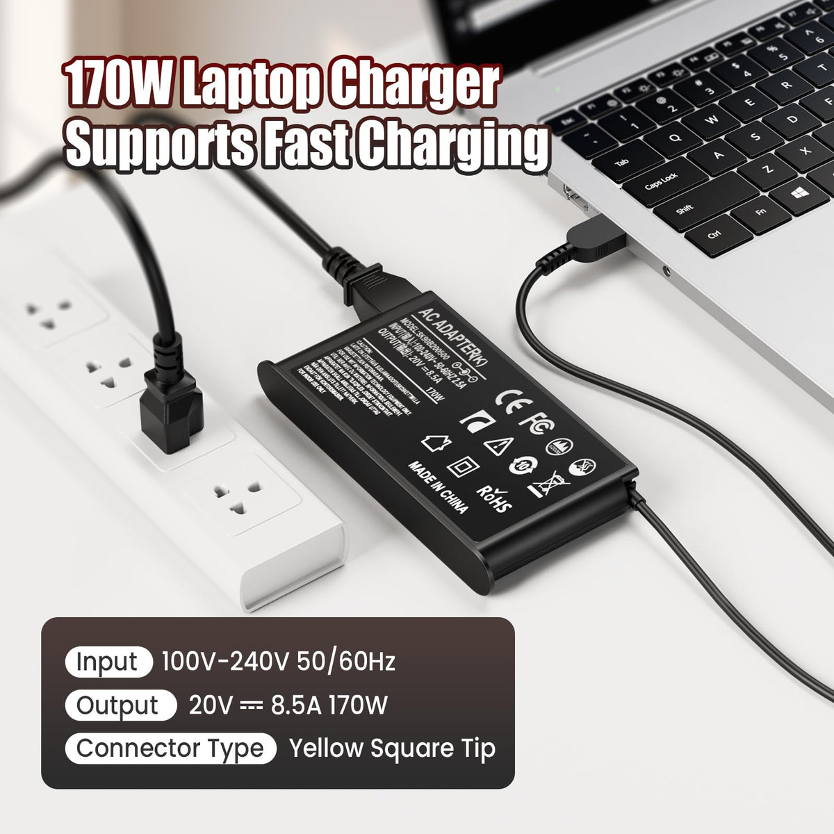 VUOHOEG compact 170W AC adapter ideal for desk and travel.